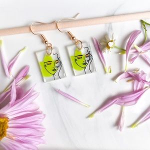 Handmade Line Art Polystyrene Earrings